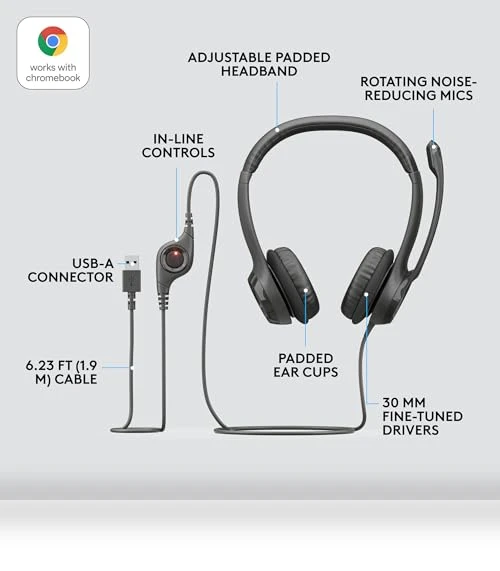 Wired Headset with Noise Cancelling Microphone — Audio Gear, Logitech