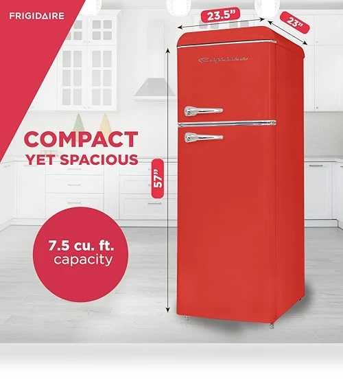 2 Door Apartment Size RETRO Refrigerator with Top Freezer — Mini Fridges, Frigidaire