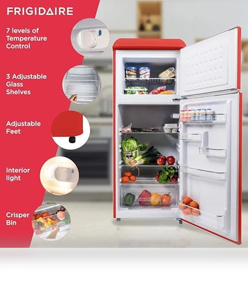 2 Door Apartment Size RETRO Refrigerator with Top Freezer — Mini Fridges, Frigidaire