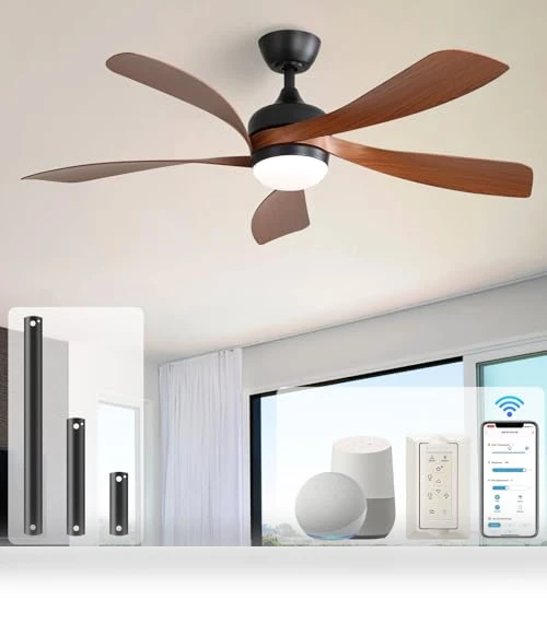 52" Smart Ceiling Fan with Lights and Remote — Ceiling Fan Wall Controls, Sofucor