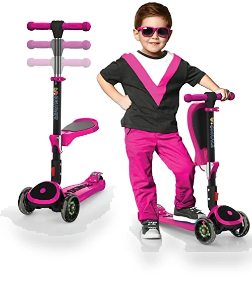Adjustable Height Foldable Scooter with Removable Seat — Balance Bikes, SKIDEE