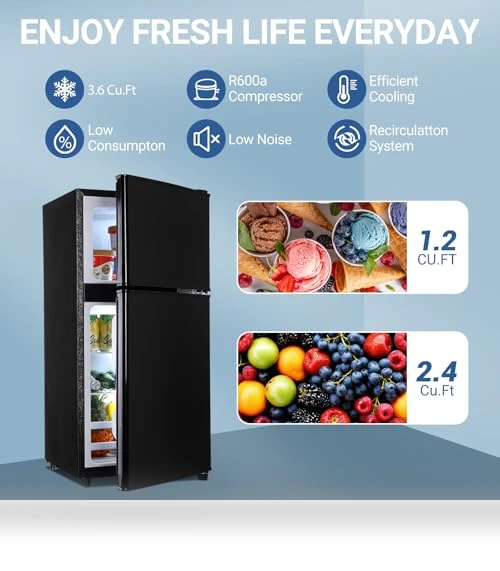 Apartment Size Mini Dorm Fridge with Freezer — Mini Fridges, Zyerch