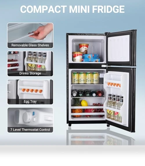 Apartment Size Mini Dorm Fridge with Freezer — Mini Fridges, Zyerch