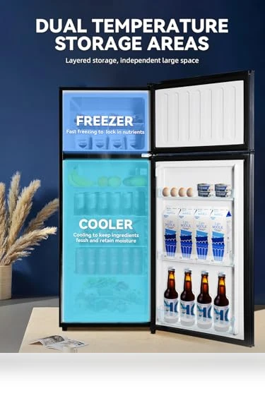 Dual-Door Apartment Refrigerator with Freezer — Mini Fridges, Cucina Magica
