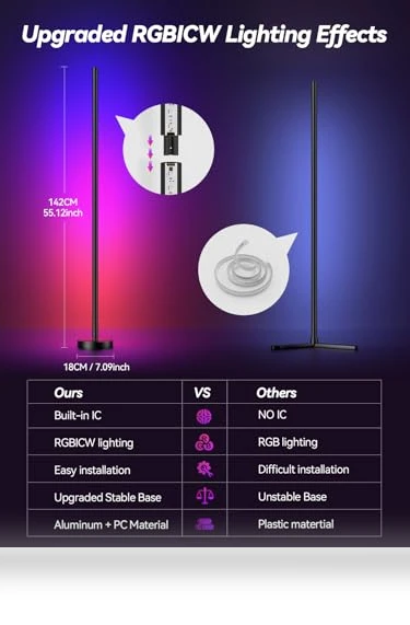 LED Corner Floor Lamp with App and Remote Control — LED Strips, BrilliLux