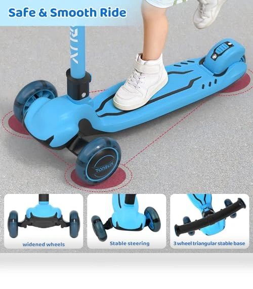 Light Up 3 Wheel Kick Scooter for Kids — Push Scooters, TONBUX