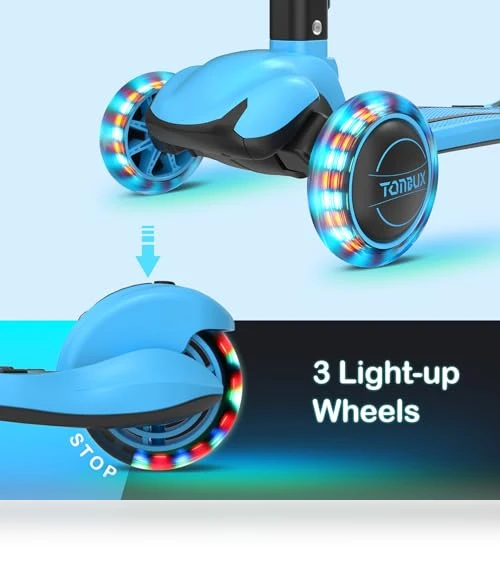 Light Up 3 Wheel Kick Scooter for Kids — Push Scooters, TONBUX