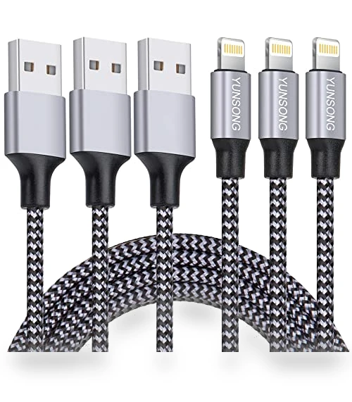 3Pack 6FT Nylon Braided Lightning Cable — Lightning, YUNSONG