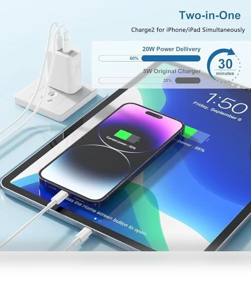 Dual-Port USB-C Fast Charger Block — Chargers, Shenzhen Liuri Technology Co.,Ltd.