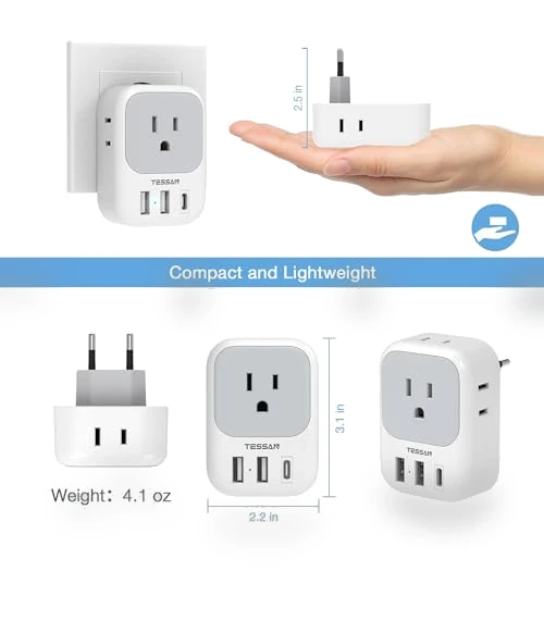 European Travel Plug Adapter USB C — Chargers, TESSAN