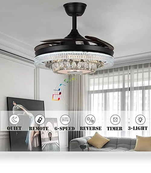Modern Smart Ceiling Fan with Lights and Bluetooth Speaker — Ceiling Fan Wall Controls, Fandian