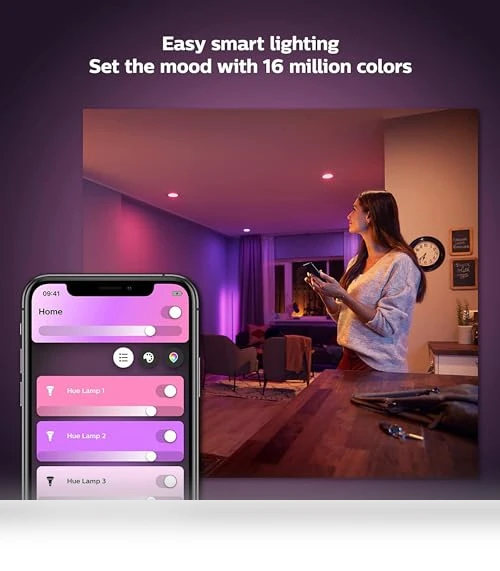 Smart 85W BR30 LED Bulb - White and Color Ambiance Color-Changing Light - 4 Pack — LED, Philips Hue