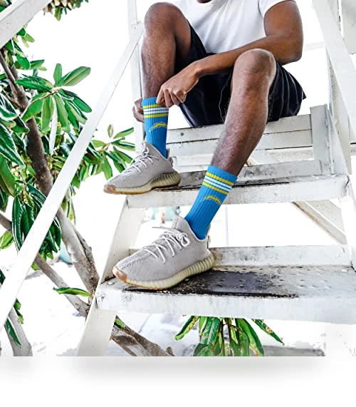 NFL 4-Stripe Deuce Performance Crew Socks — Athletic, For Bare Feet