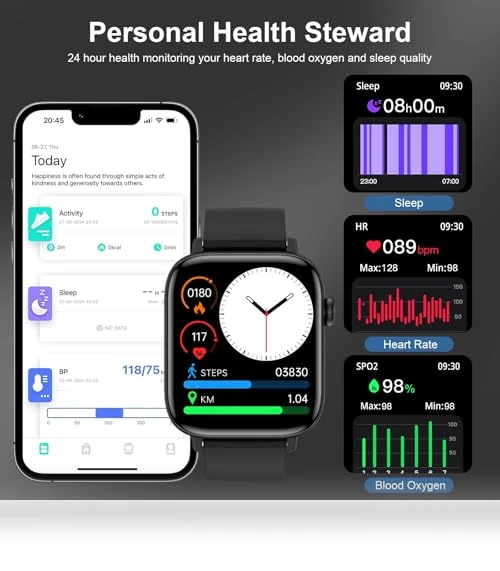 Smart Fitness Tracker Watch with Bluetooth Call — Smartwatches, PJYUBVOR