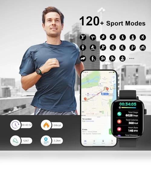 Smart Fitness Tracker Watch with Bluetooth Call — Smartwatches, PJYUBVOR