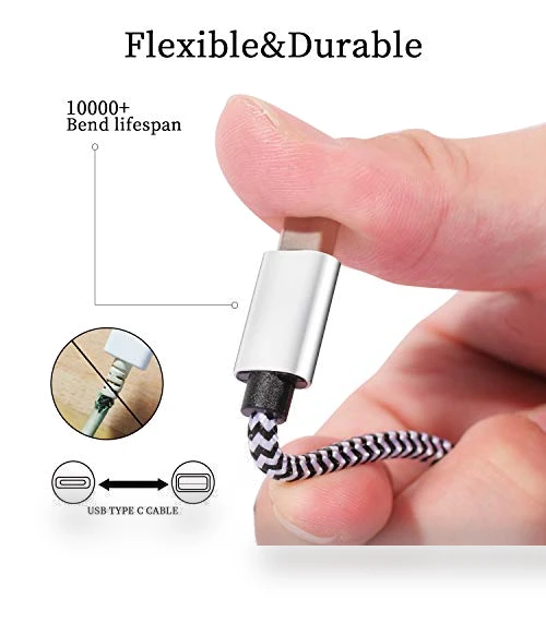 USB Type C Cable, 5 Pack (6FT) Nylon Braided 3A Fast Charging Cord — Charging Solutions, QQLIKE