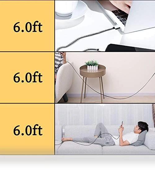 USB Type C Cable, 5 Pack (6FT) Nylon Braided 3A Fast Charging Cord — Charging Solutions, QQLIKE
