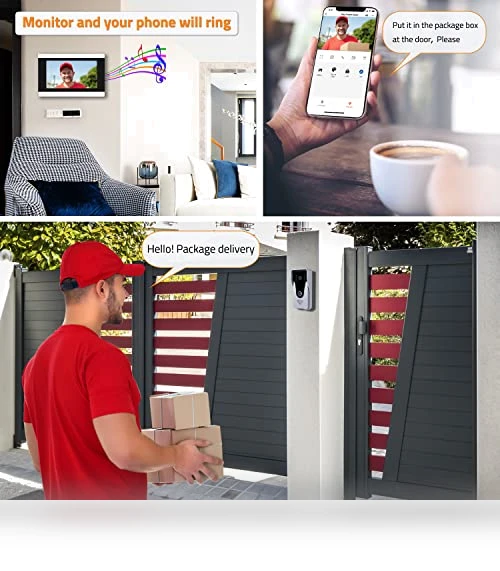 WiFi Video Doorbell Intercom with Monitor System — Smart Home Security, AMOCAM