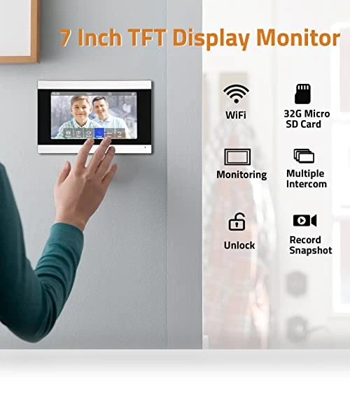 WiFi Video Doorbell Intercom with Monitor System — Smart Home Security, AMOCAM