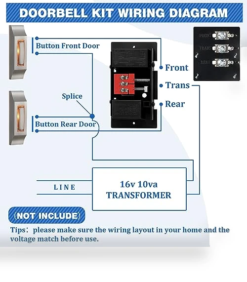 Wired Doorbell Chime Kit with Lighted Metal Push Buttons — Push Buttons, Saillong