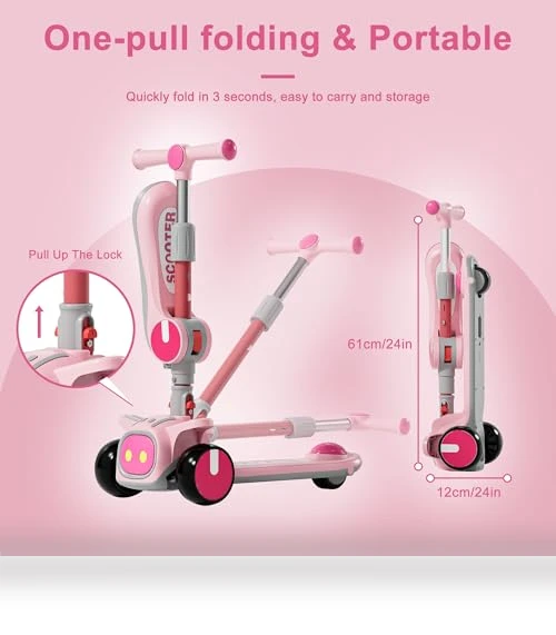 2-in-1 Scooters Kids 3 Wheel Kick Scooter — Push Scooters, Keamaidy