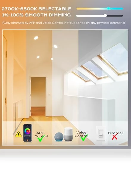 6 inch Gimbal Smart WiFi LED Recessed Lights — LED, CLOUDY BAY