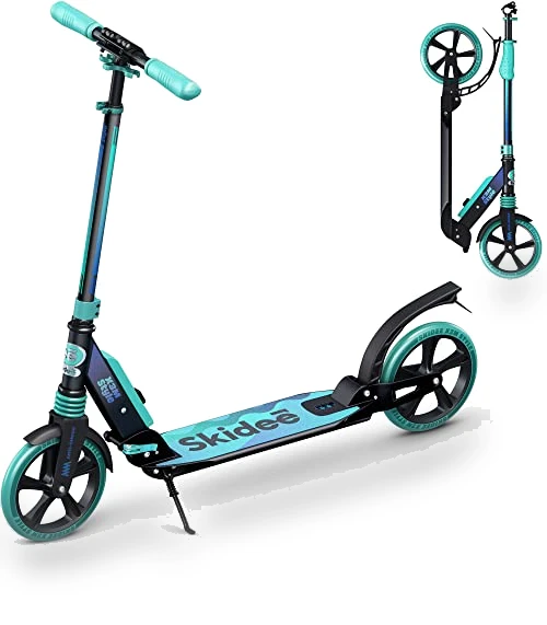 Adjustable Height Folding Scooter with Large Wheels — Push Scooters, SKIDEE