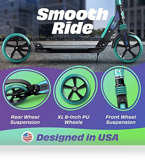 Adjustable Height Folding Scooter with Large Wheels — Push Scooters, SKIDEE