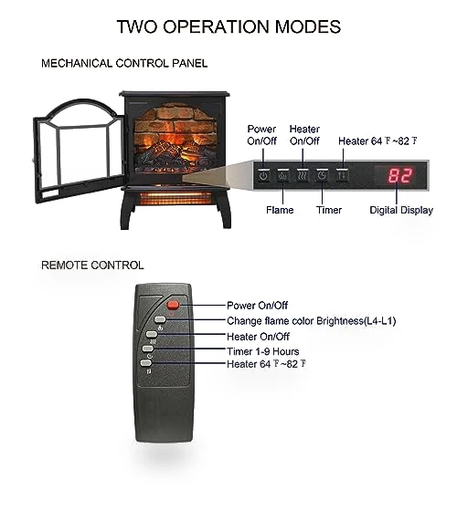 Freestanding Electric Fireplace Heater — Portable Heating Solutions, KOFOHON