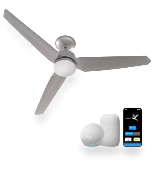 Modern All Seasons Smart Ceiling Fan with LED Lights — Ceiling Fan Wall Controls, Promounts