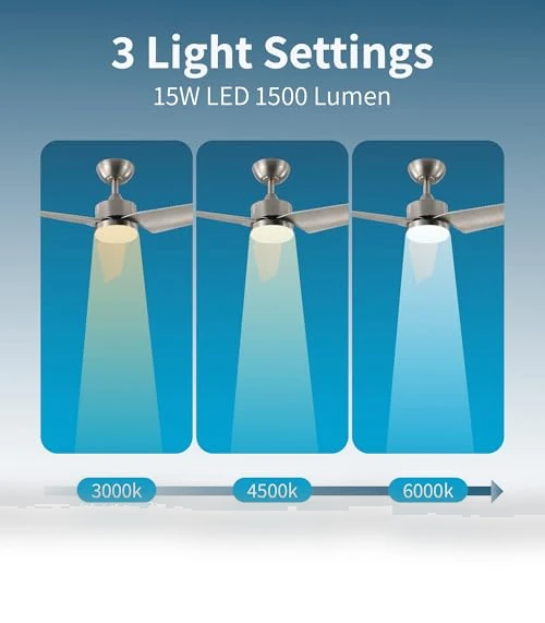 Modern All Seasons Smart Ceiling Fan with LED Lights — Ceiling Fan Wall Controls, Promounts