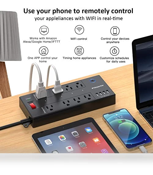 WiFi Surge Protector with Smart Outlets and USB Ports — Power Solutions & Surge Protection