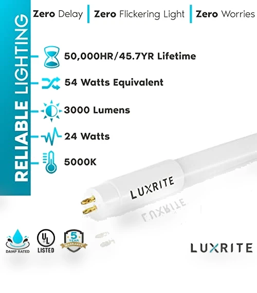 12-Pack 4FT T5 LED Tube Lights — Lighting Solutions, LUXRITE
