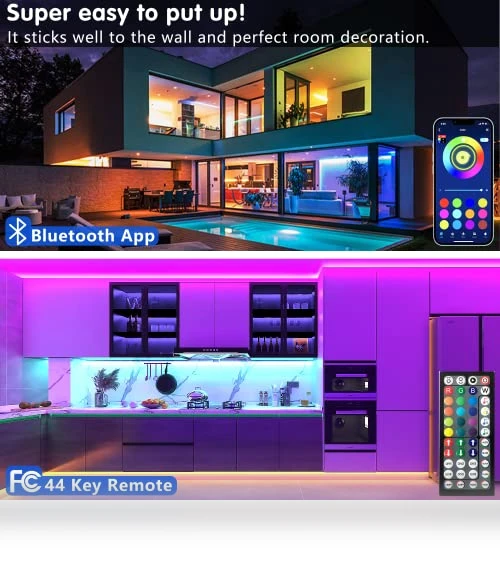 Bluetooth Smart App Control Music Sync Color Changing RGB Led Light Strip — LED, Keepsmile