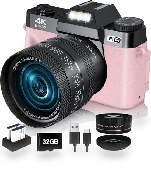 Digital Camera for Photography 4K 56MP Vlogging Camera for YouTube — Mirrorless Cameras, VJIANGER