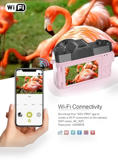Digital Camera for Photography 4K 56MP Vlogging Camera for YouTube — Mirrorless Cameras, VJIANGER