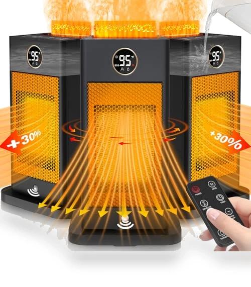Indoor Space Heater with Humidifier and 3D Flame Effect — Portable Heating Solutions, Beautyfan