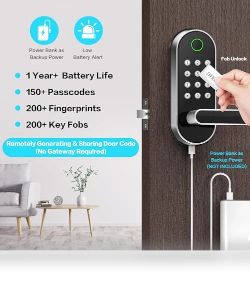 Keyless-Entry Fingerprint Smart Door Lock — Biometric Security, Sifely