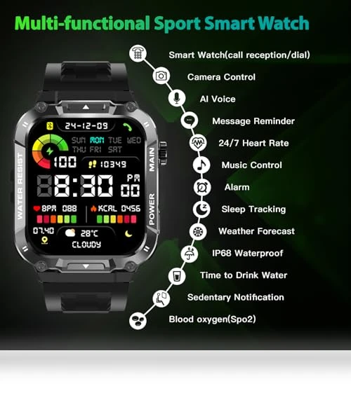 Military Smart Watch with Call Function — Smartwatches, Nihemin