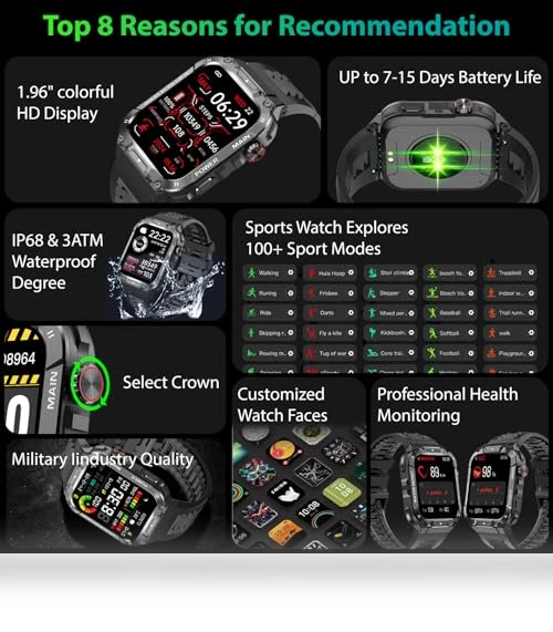 Military Smart Watch with Call Function — Smartwatches, Nihemin