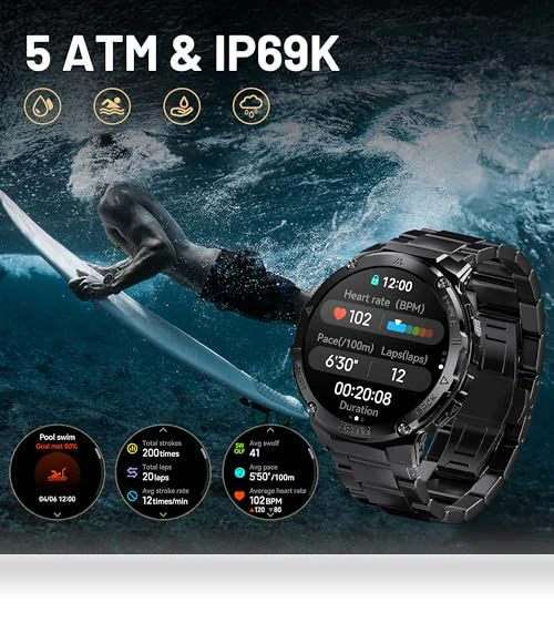 Rugged Smartwatch with GPS and AMOLED Display — Smartwatches, HIDAMEL