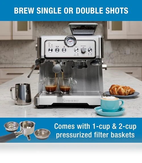 Semi Automatic Coffee Maker With Manual Tamper — Coffee & Espresso Combos, Koolatron