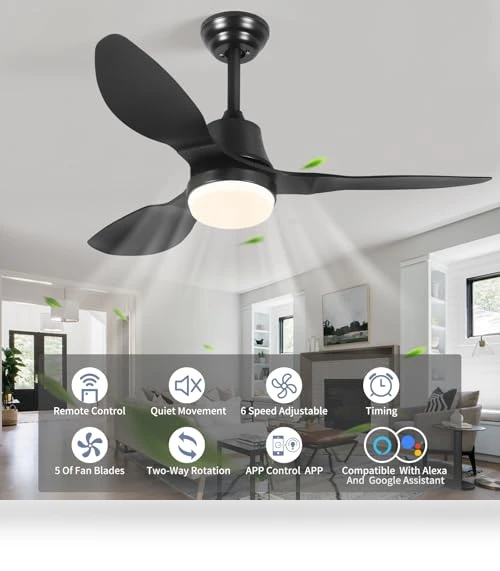 Smart Ceiling Fan with Light — Ceiling Fan Wall Controls, LINJO