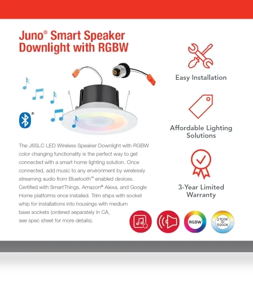 Smart Recessed Light Speaker — LED, Juno