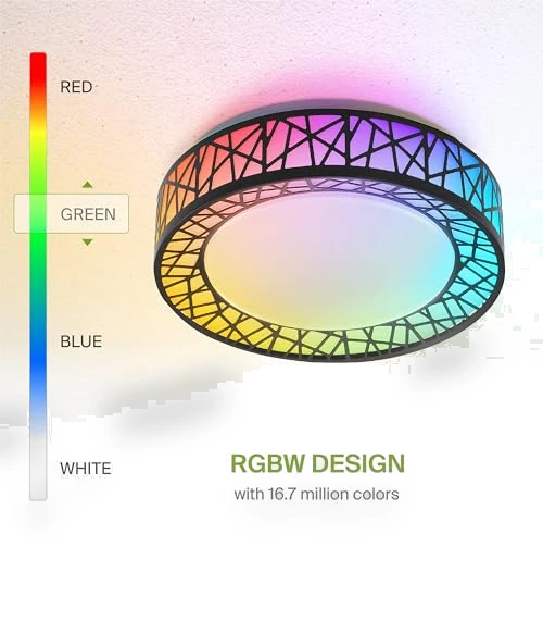 Smart RGBW Flush Mount Ceiling Light — LED, ASD