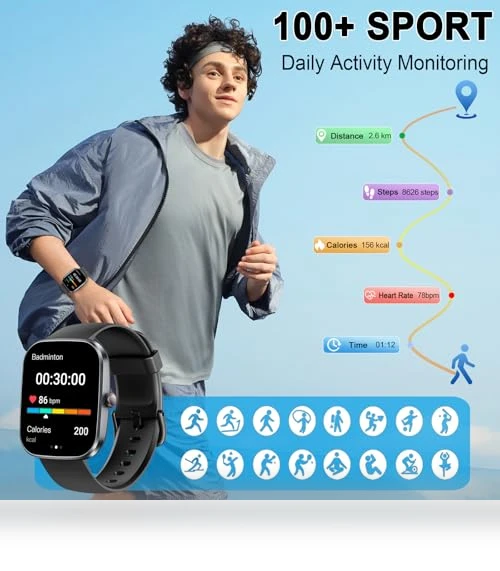 Smart Watch with Bluetooth Call and Fitness Tracking — Smartwatches, Soudorv