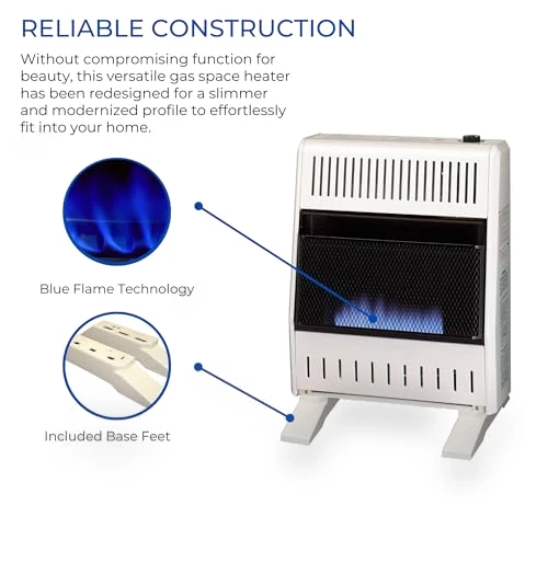 Ventless Natural Gas Blue Flame Space Heater with Thermostat Control — Portable Heating Solutions, ProCom