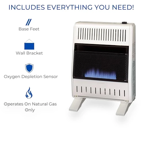 Ventless Natural Gas Blue Flame Space Heater with Thermostat Control — Portable Heating Solutions, ProCom