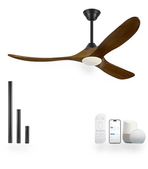 Wood Ceiling Fan with Light — Ceiling Fan Wall Controls, WANGOFUN