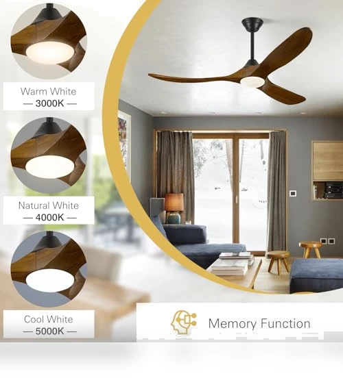 Wood Ceiling Fan with Light — Ceiling Fan Wall Controls, WANGOFUN